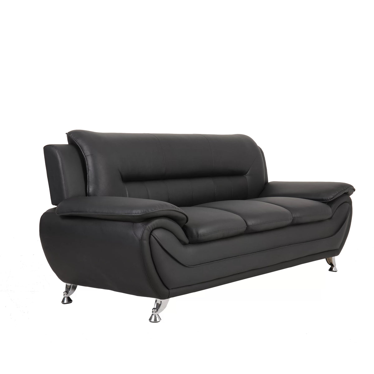 Grey Faux Leather Pillow Top Arm Sofa Z8185