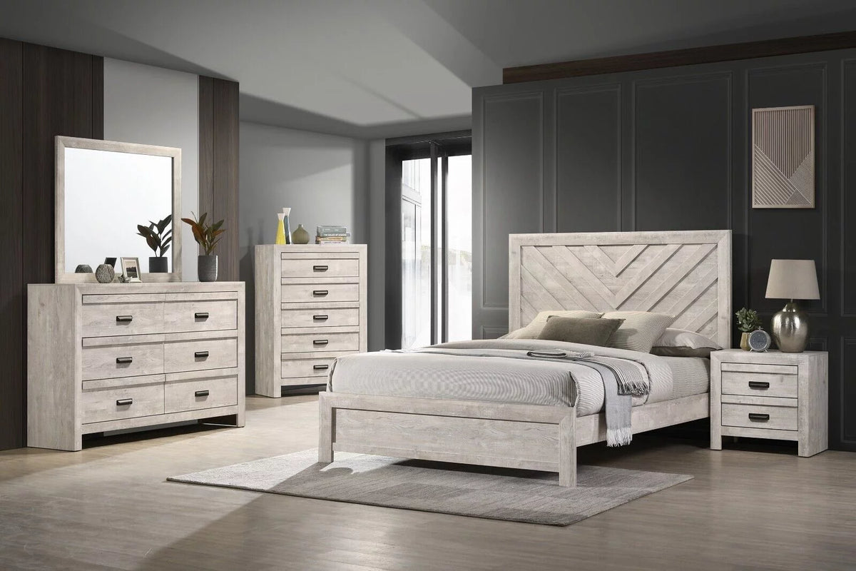 King Bed Dresser Mirror Nightstand Set U243