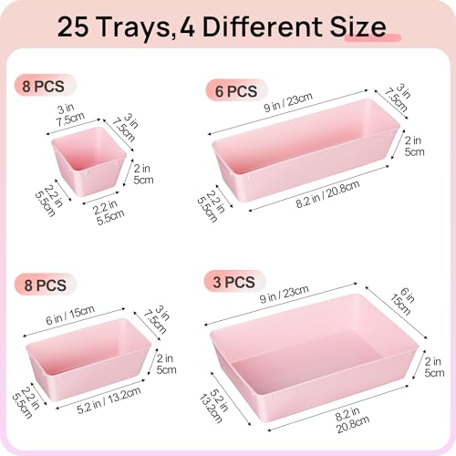 25 PCS Clear Plastic Drawer Organizers Set H269