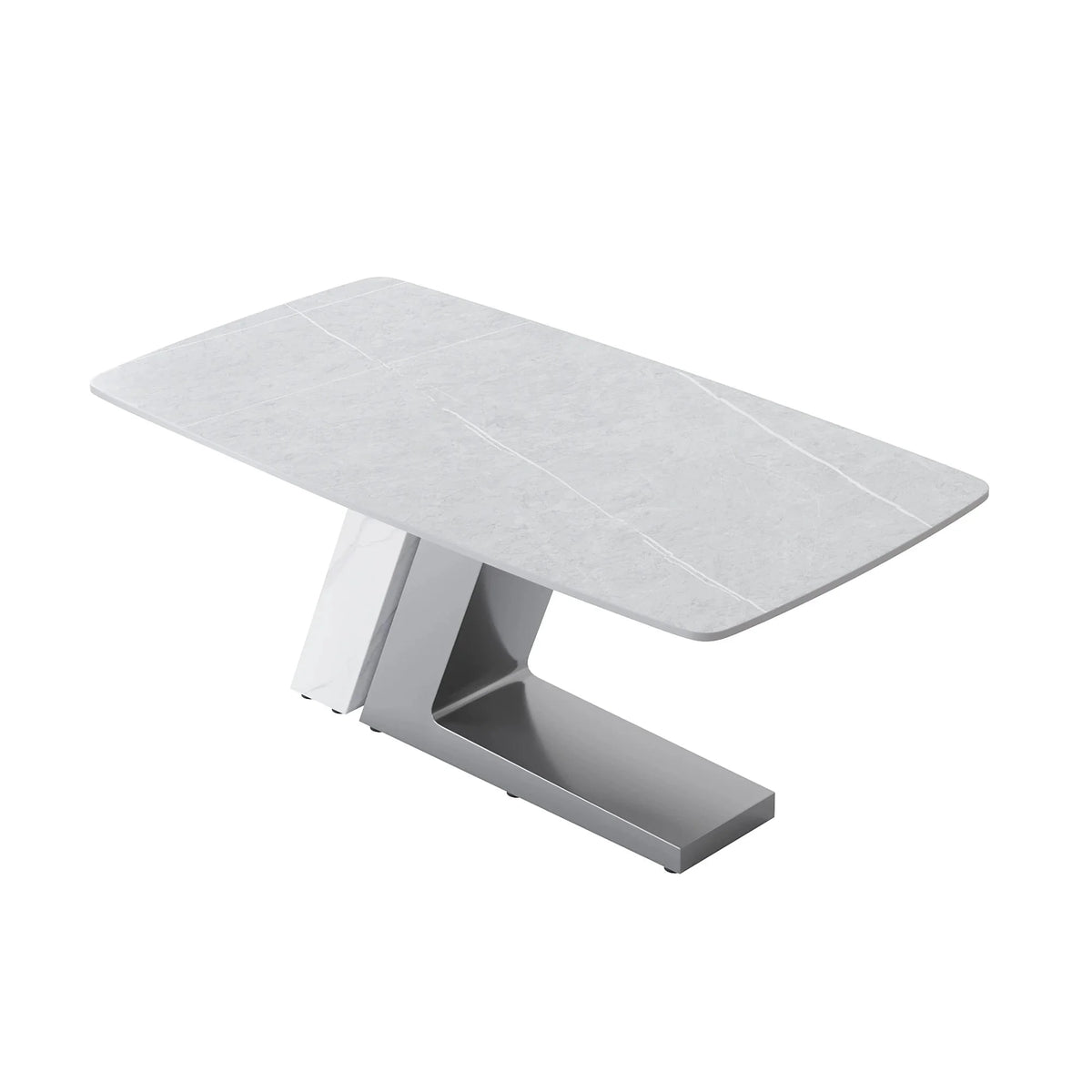 Black Dining Table with Sintered Stone Rectangle Tabletop J453