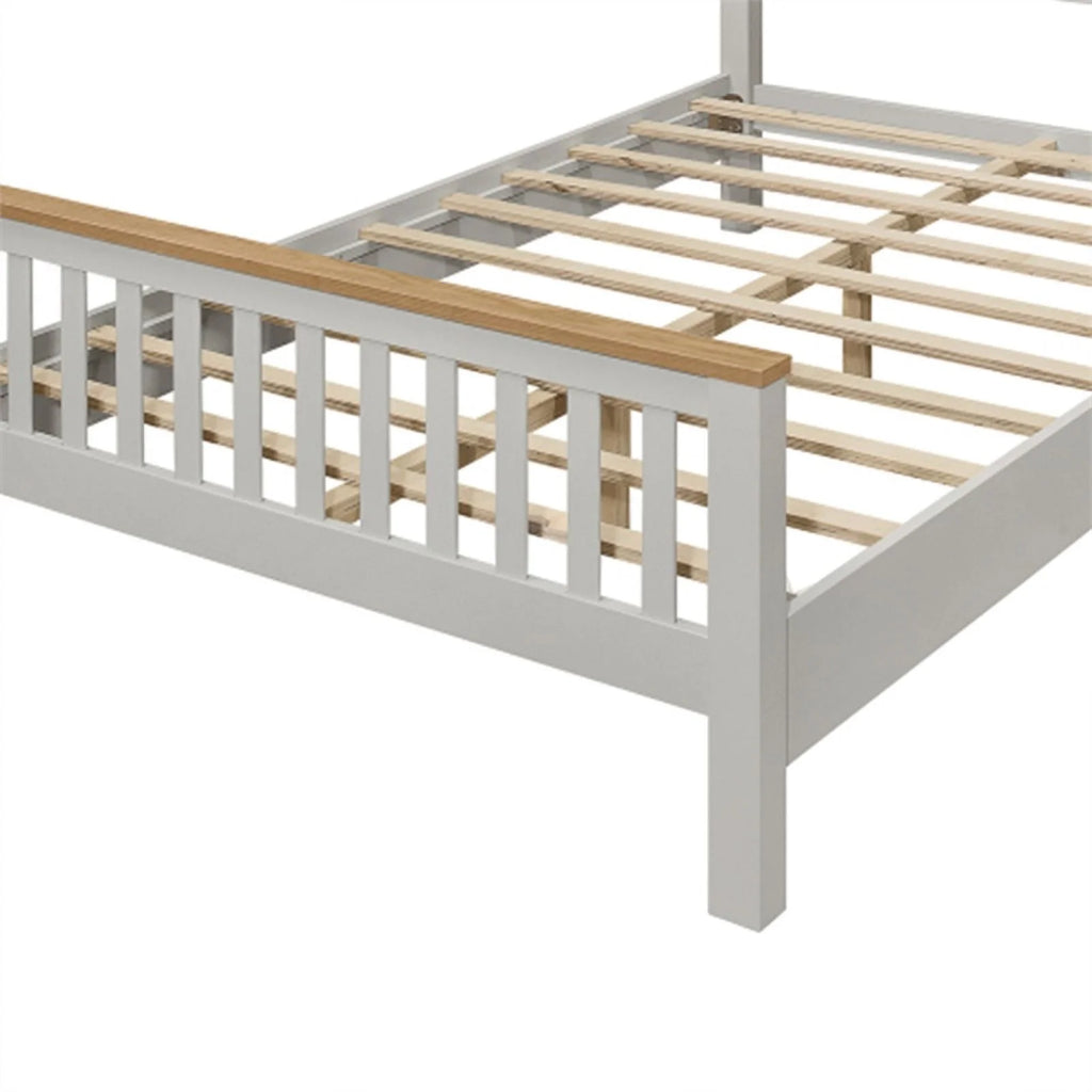 Gray Solid Platform Queen Bed with Oak Top G96741