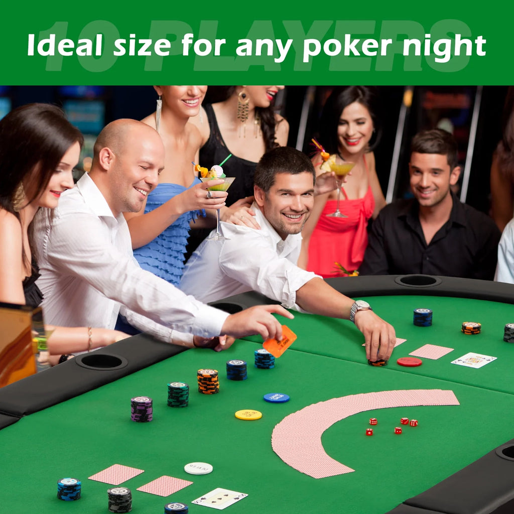 Poker Table with Cup Holder for 8 Players Green Felt Z70767