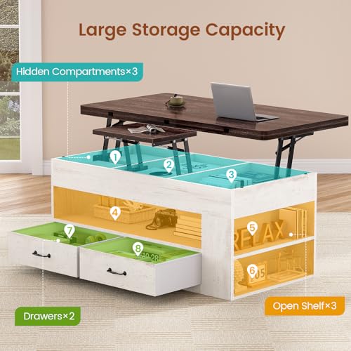 Lift Top Coffee Table with Storage and Drawers D465976