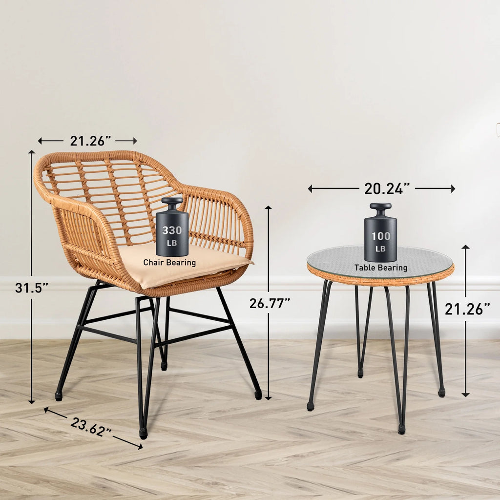 3-Piece Beige Patio Conversation Set U817