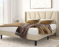 King Size Upholstered Platform Bed Frame with Wingback O41502