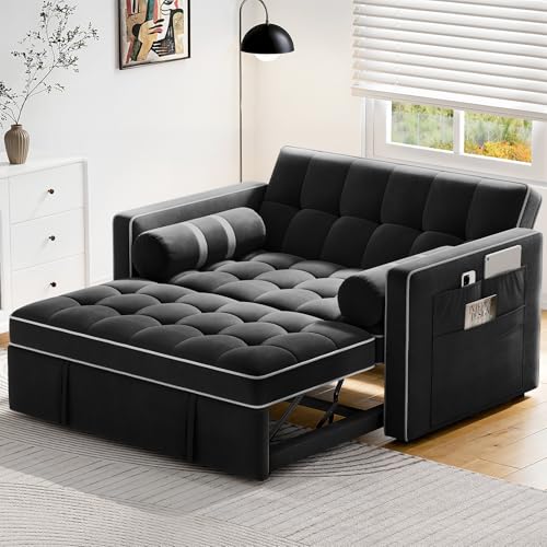 3 in 1 Convertible Sleeper Sofa Bed with USB Ports & Side Pockets U558794
