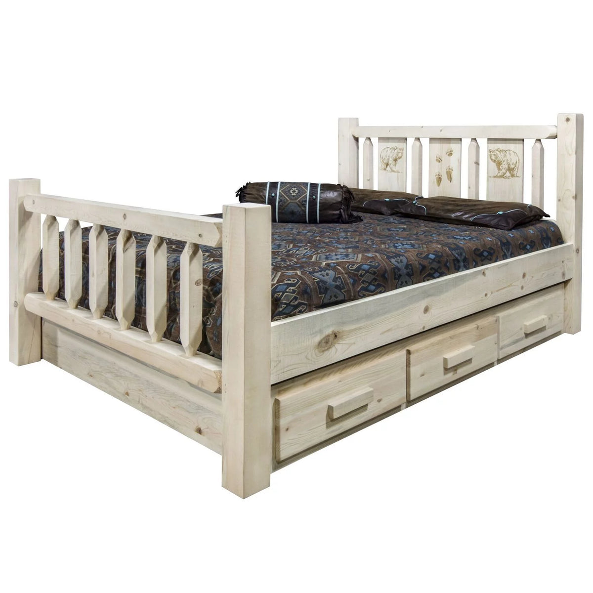 Natural Wood Twin Storage Bed Y13147