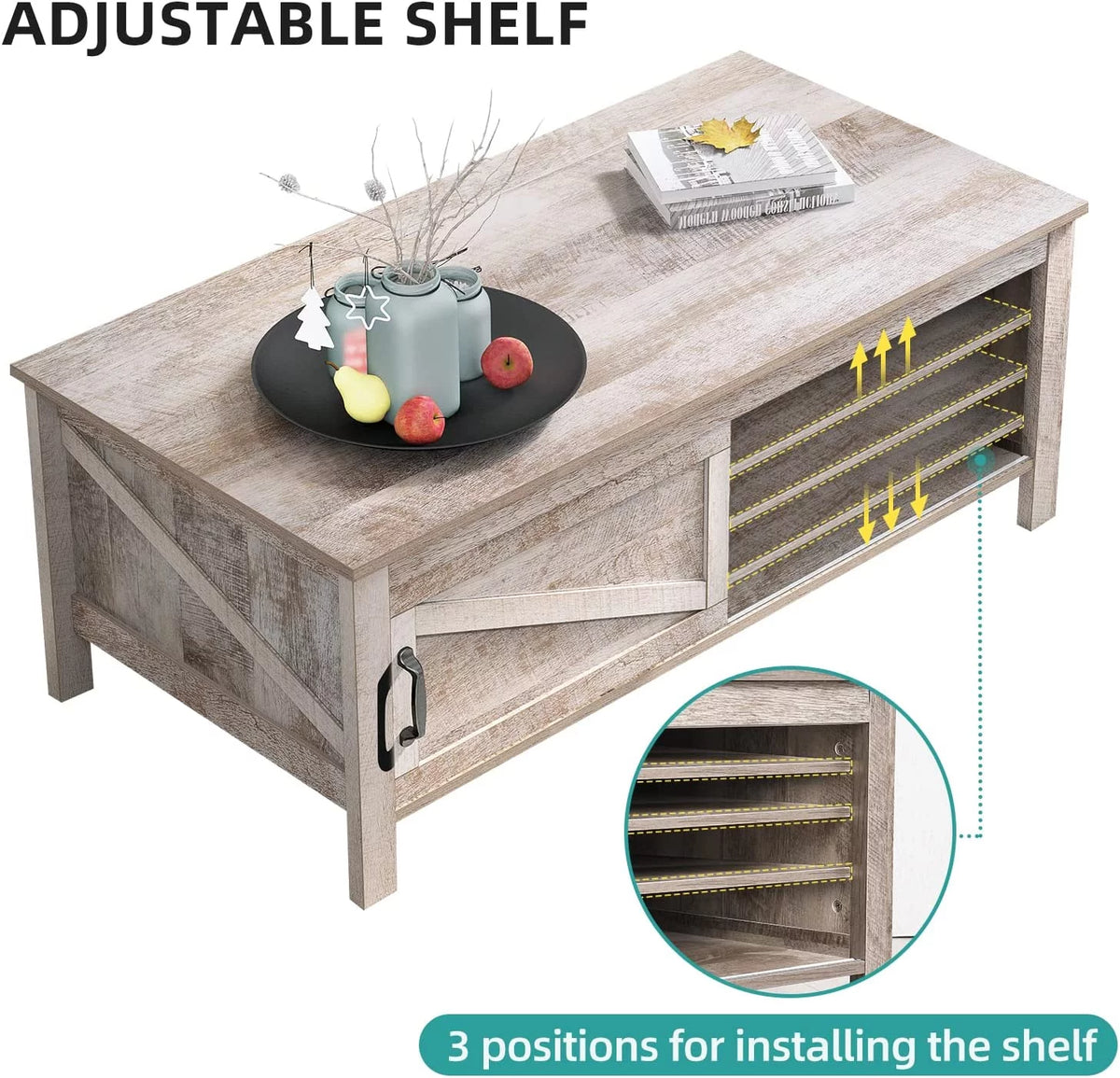 Gray Wood Coffee Table with Storage W608