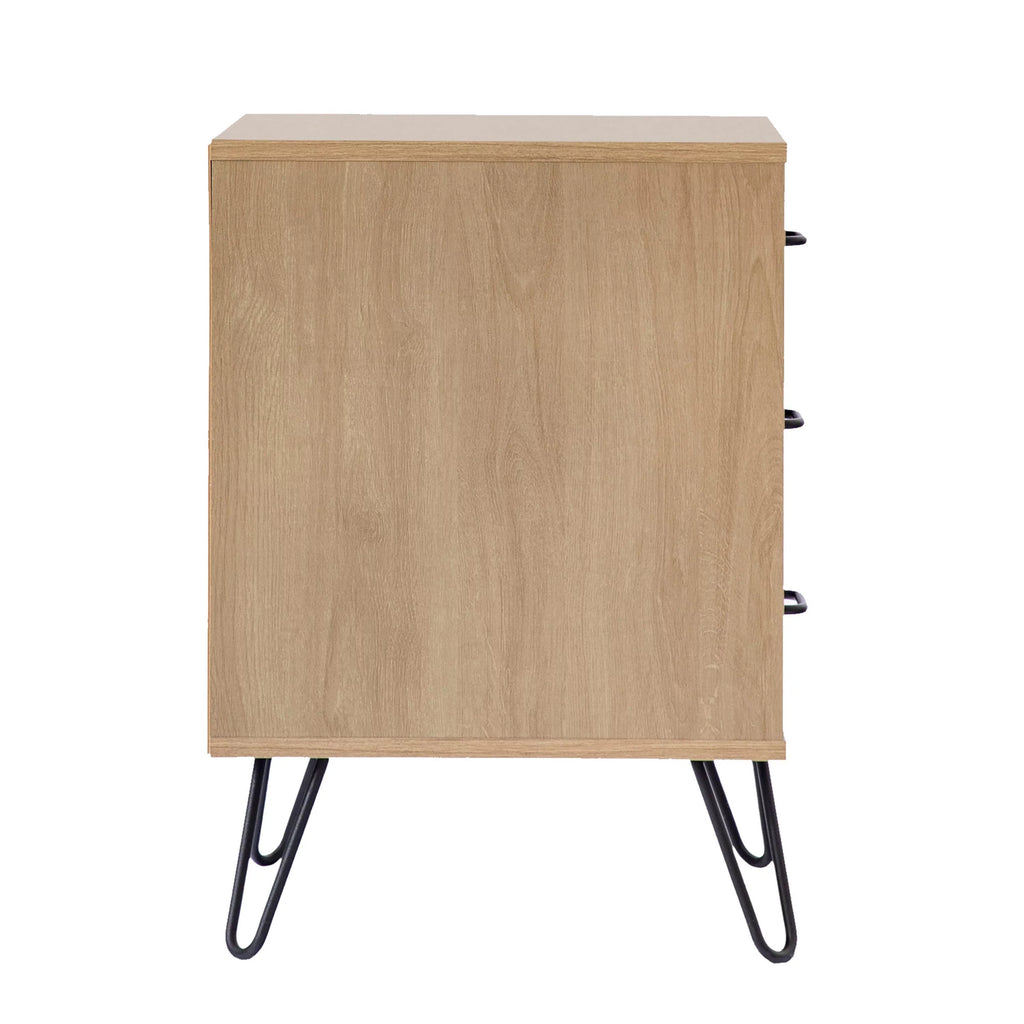 24 Inch 3 Drawer Wood Nightstand with Metal Hairpin Legs G203