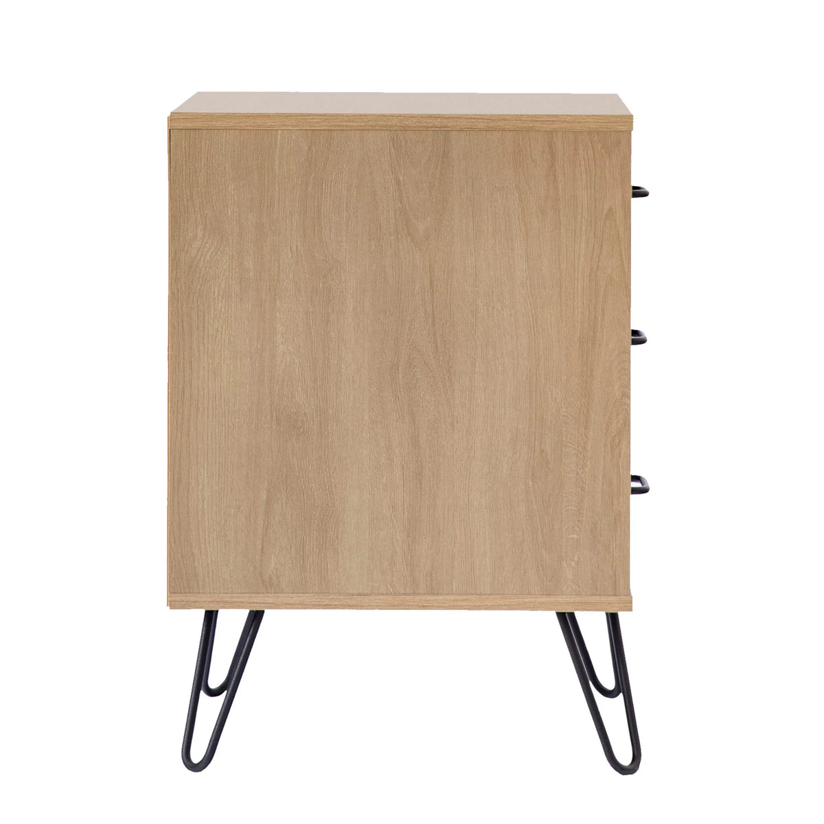 24 Inch 3 Drawer Wood Nightstand with Metal Hairpin Legs G203
