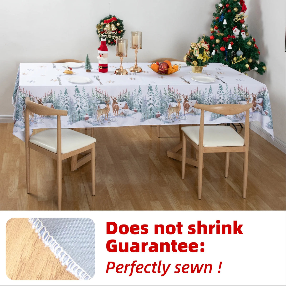 Christmas Tablecloth Rectangle 60x102in Machine Washable Polyester Y98148