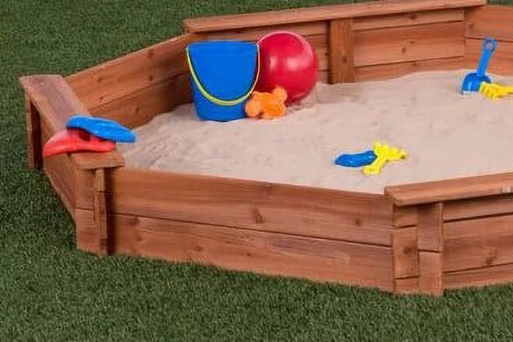 Wooden Cedar Sand Box with Seat Boards A663811