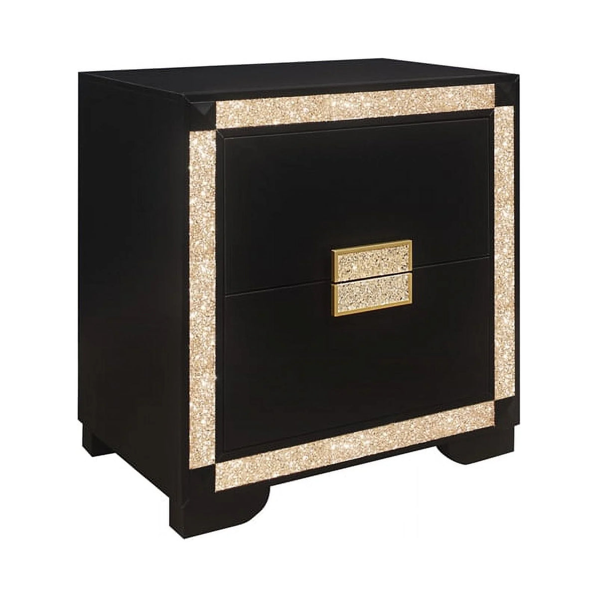 Black Gold Wood Nightstand E382