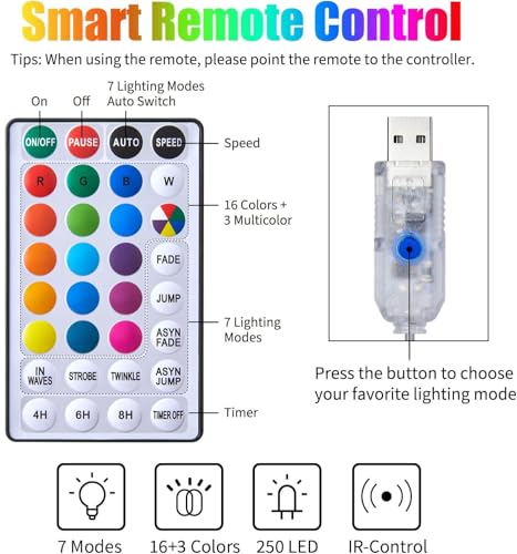 16 Colors Changing Curtain Lights 250 LED 9.8 X 8.8 FT Z43913