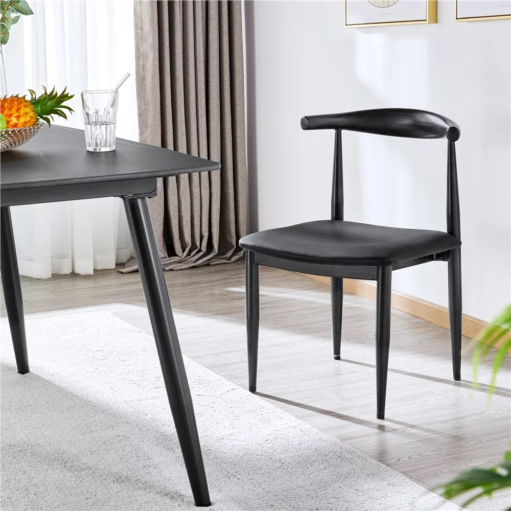 Black Fabric Leather Dining Chairs D62209