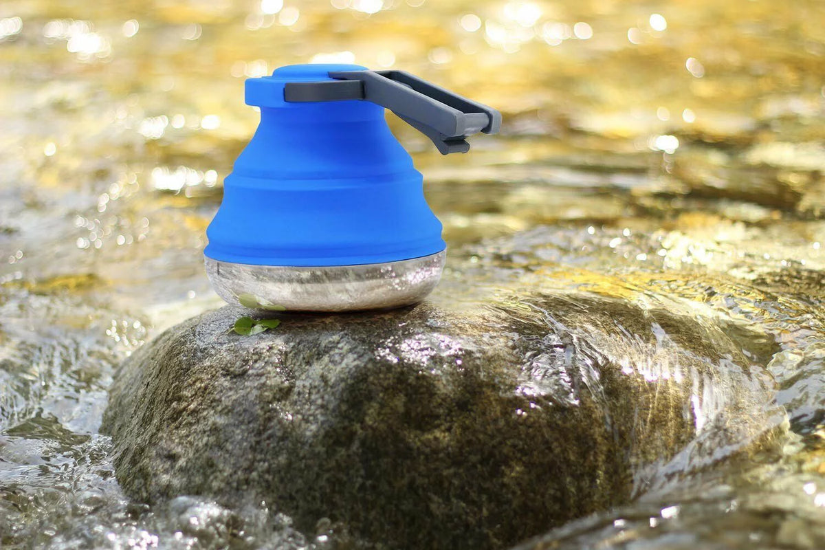 Portable Collapsible Camping Kettle 42 OZ Blue Y495640