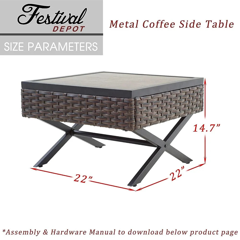 Brown Black Metal Outdoor Coffee Table X40026