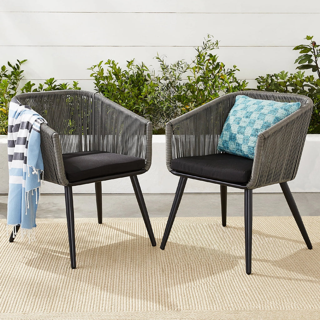 Set of 2 Woven Wicker Patio Dining Chairs 250lb Capacity E85511