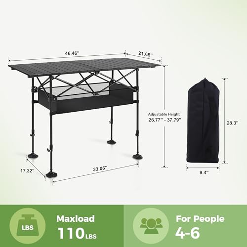 Folding Aluminum Camping Table with Carrying Bag X92124