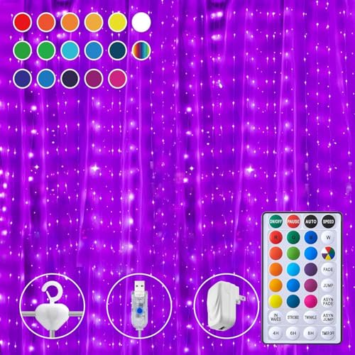 16 Colors Changing Curtain Lights 250 LED 9.8 X 8.8 FT Z43913