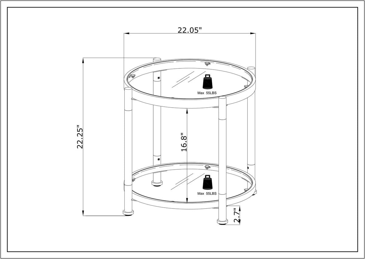 22" Round Acrylic Coffee Table with Metal Legs I4400